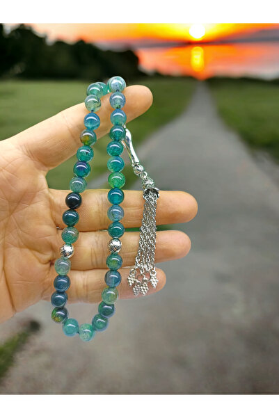 DOĞAL TAŞ CENNETİ ROZE DE AGAT ALBASTRU DE PIATRA NATURALA (ACOPERIT DE ARGIN...