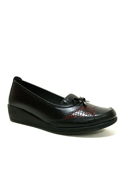 Wanetti Black 4 Point Comfort Anatomical Wedge Heel Women's Shoes