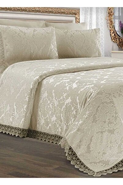 bursa çeyiz Üç Kız Fransiz Dantelli Şönil Pike Takımı 6 Parça Çeyizlik Kutulu