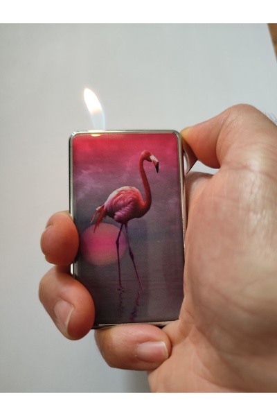 ASYA GIFTS FLAMİNGO FİGÜRLÜ KOMPLE METAL ÇAKMAK GAZLI