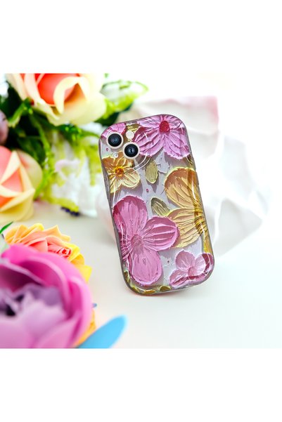 pengraph design for idea iPhone 15 Premium Design Flower Pattern Silicone Case