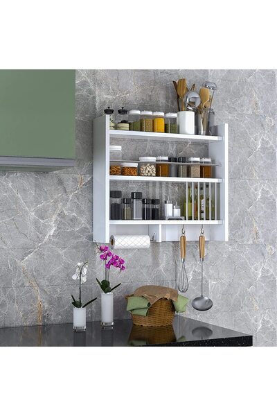QuickBuy Ahşap Mutfak Terek Rafı Duvara Monte Mutfak Rafı Mutfak Tereği Eski Mutfak Tahtası Rafı Baharatlık