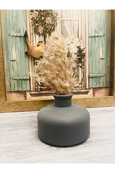 Hepsi Moda Pampas Vazosu, Iskandinav Dekoratif Beton Vazo Biblo 15 cm Çok Şık