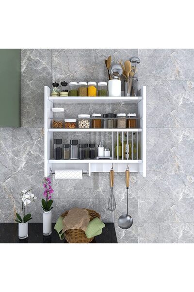 QuickBuy Ahşap Mutfak Terek Rafı Duvara Monte Mutfak Rafı Mutfak Tereği Eski Mutfak Tahtası Rafı Baharatlık