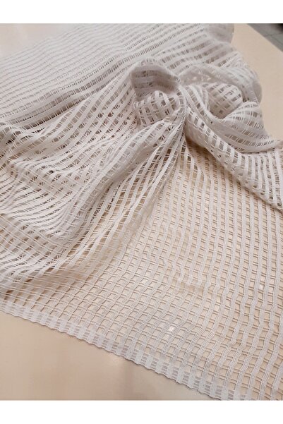 Safir Kumaş Pareoluk Elbiselik File Dantel Kemik Renk 2.5 Metre