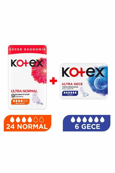 Kotex Ultra Quadro Regular Pad 24pcs + Night 6pcs