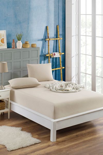 TABEA HOME 100% Cotton Double Fitted Sheet 2 Pillow Cases