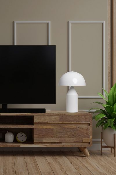 Bamyum Lipeo Tischlampe Weiß 30cm, Pilzlampe Metalllampe