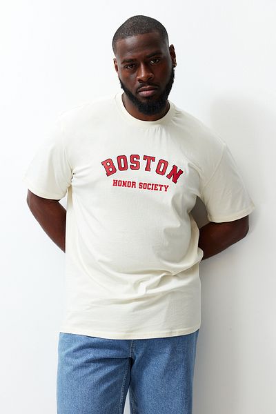 Trendyol Collection Large Size City Printed Oversize Cotton T-Shirt - Tmnss23Ts00135
