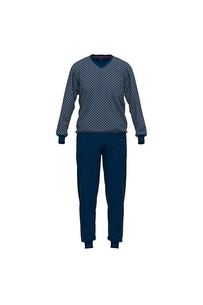 BUGATTI 2-Tlg. V-Kesim Baumwolle Herren Pyjama-Set – Long Schlafanzug