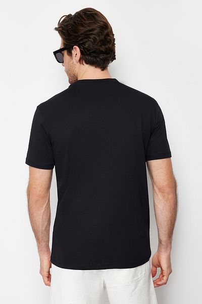 Trendyol Collection Tricou din bumbac negru blocat de culoare - Croială normală TMNSS24TS00076