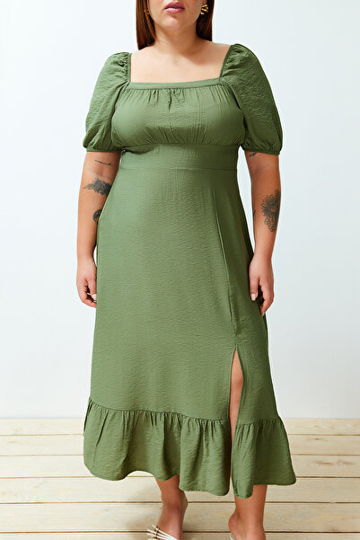 Trendyol Curve Φόρεμα υφαντό με μπαλόνι με τετράγωνο γιακά TBBSS24AH00066