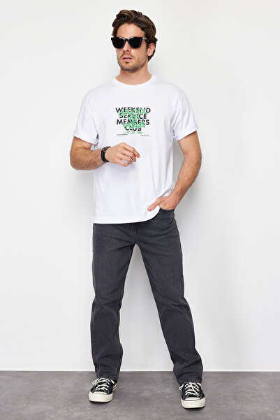 Trendyol Collection Anthracite Smoke Baggy/ 90's Straight Fit Jeans Loose Fit Trousers Tmnss24Je00012