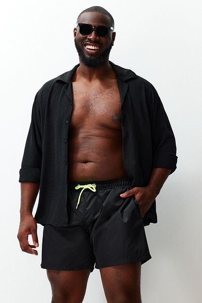 Plus size black bermuda shorts sales