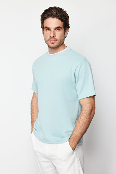 Trendyol Collection Limited Edition - Πλεκτό μπλουζάκι πικέ σε χρώμα μέντας με χαλαρή εφαρμογή TMNSS23TS00079