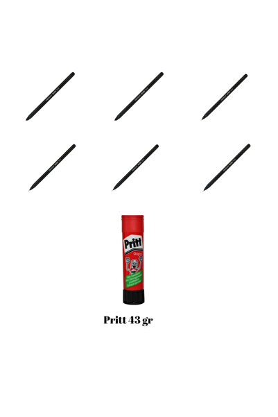 Pensan 6 قطع PENSAN BÜRO 1 مم قلم حبر جاف + لاصق PRİTT 43 GR