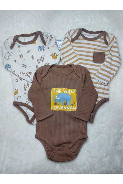 Necix's Elephant Patterned 3 Piece Bodysuit Set