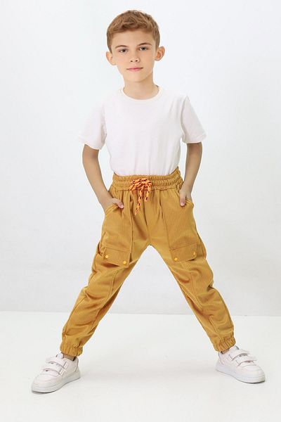 CANBİX Boy's Velvet Trousers with Gluing Pockets