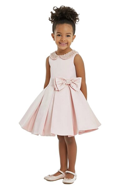 Pamina Paminakız çocuk saten incili elbise 32212