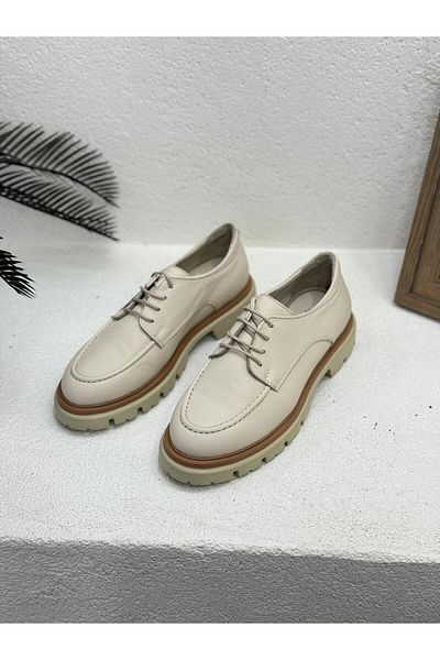 Venüs 2412903Y LACED GENUINE LEATHER 4 CM THICK SOLE LOAFER WOMEN