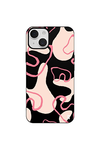 Casen iPhone 15 Smoke Pink Tasarımlı Siyah Renkli Silikon Telefon Kılıfı