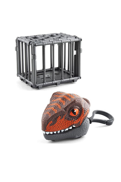 Toyaş Velociraptor Mini Dinosaur in Cage Stroller Keychain Toy Pull Drop Dinosaur
