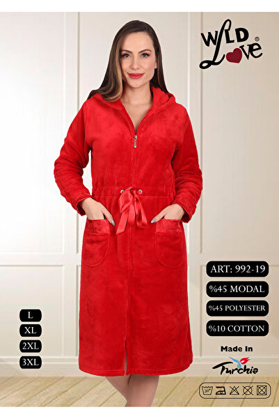 Wild Love Women's Hooded Lace Zippered Dressing Gown