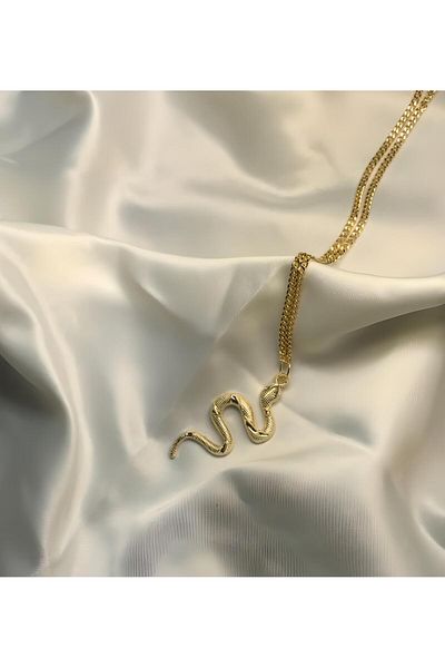 Elifsu Jewelry Big Snake Necklace Gold color