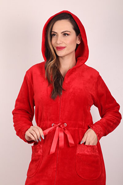 Wild Love Women's Hooded Lace Zippered Dressing Gown