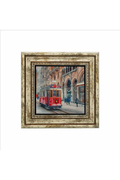 Sadrazam Pictură Nostalgică Tramvai Imprimată Piatră Naturală 25x25 Krt-46