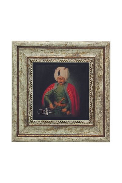 Sadrazam Pictură cu piatră naturală imprimată Yavuz Sultan Selim 20x20 Krt-148