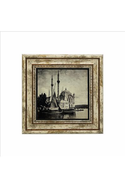 Sadrazam Fotografie Moscheea Ortaköy, pictură pe piatră naturală imprimată din anii 1920 25x25 Krt-37