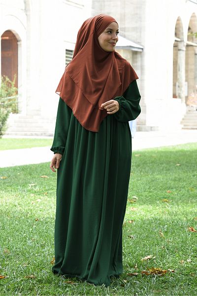 Ns nowascarf Πλισέ με φερμουάρ Aerobin ύφασμα Hijab Ferace/Φόρεμα Emerald Green