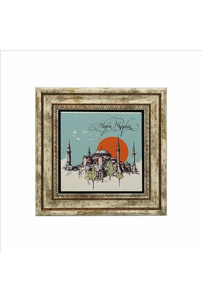 Sadrazam Moscheea Hagia Sofia Pictură imprimată cu piatră naturală 25x25 Krt-4