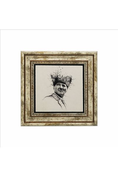 BAKSEPETE Ataturk Printed Natural Stone Painting 25X25 Krt-105