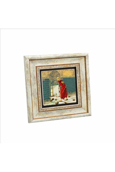 Sadrazam Turtle Trainer Picture Printed Natural Stone Painting 20X20 Krt-127