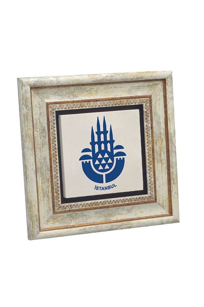 Sadrazam Tablou din piatră naturală imprimată cu emblema Istanbul 20x20 Krt-147