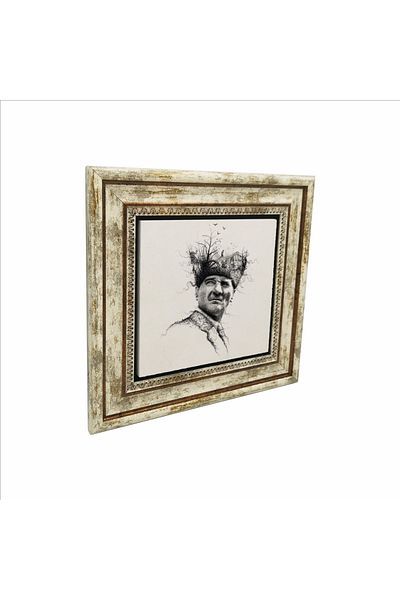 BAKSEPETE Ataturk Printed Natural Stone Painting 25X25 Krt-105