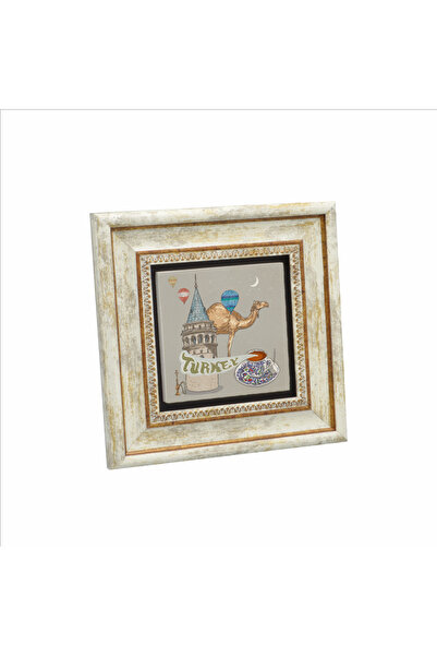 Sadrazam Pictură cu piatră naturală imprimată Turnul Galata 20x20 Krt-26