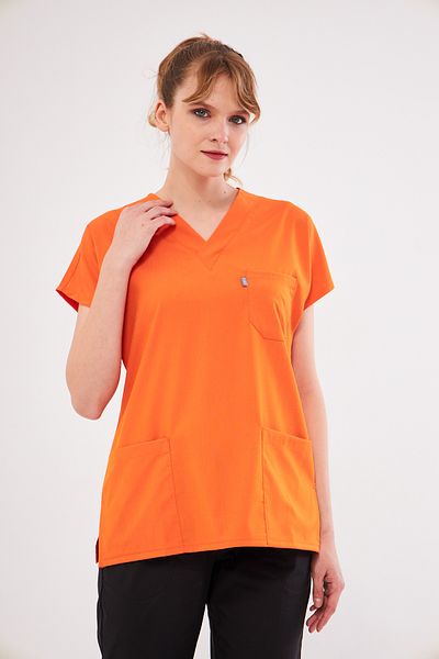 Class Üniforma Orange Lycra Single Top Nurse and Doctor Scrubs