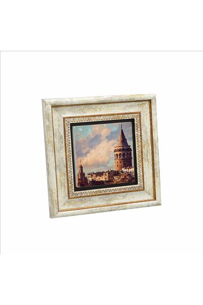 Sadrazam Pictură cu piatră naturală imprimată Turnul Galata 20x20 Krt-22