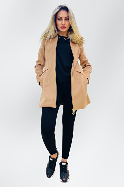 centilmen Collar Fur Detailed Cashmere Coat 2545-24