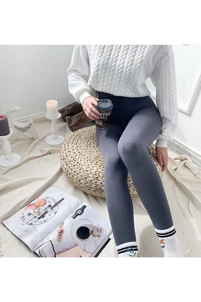 Livik Smoked Ribbed Fleece Inside Firming High Waist Leggings