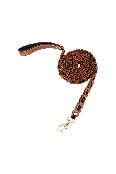 PLM Real Leather Handmade Dog Walking Strap Length: 215 Cm, Ergonomic Hand Grip