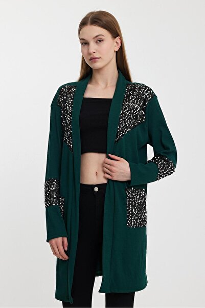 CNG MODA Büyük Beden Pullu Payetli Hırka