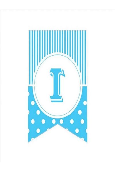 Kazanabil BLUE COLORED POINTED FLAM FLAG LETTERS I LETTER