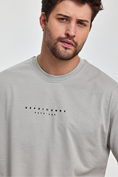 COMBİNE MİCHAİL Reprimande Erkek Oversize Fit Kalın Kumaşlı Bisiklet Yaka T-shirt