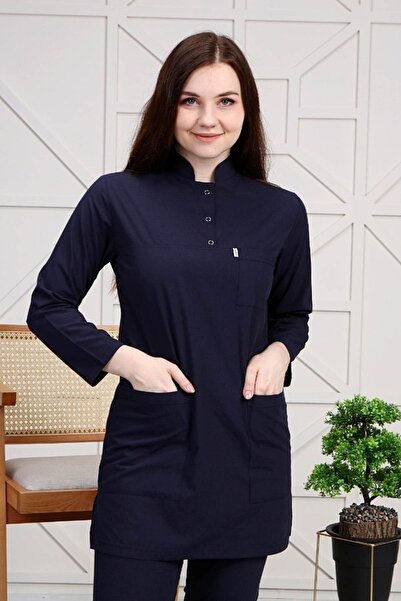 cinaruniforma الأزرق الداكن اللون الحجاب جراحة الموظفين طبيب ممرضة الدعك موحدة أعلى واحد