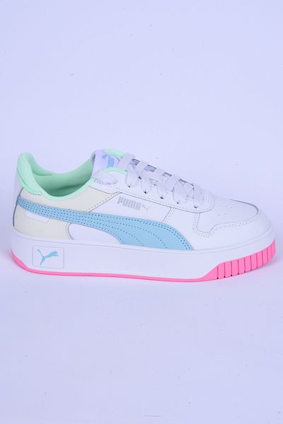 Puma 389390-21 Carina Street Leather Orthopedic Sole Women's Casual White-turquoise Sneakers