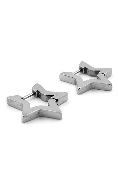 Solfera Star Stainless Silver Steel Hoop - Women's and Men's Earrings Er091